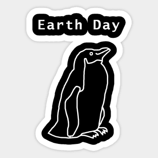 White Line Earth Day Penguin Sticker